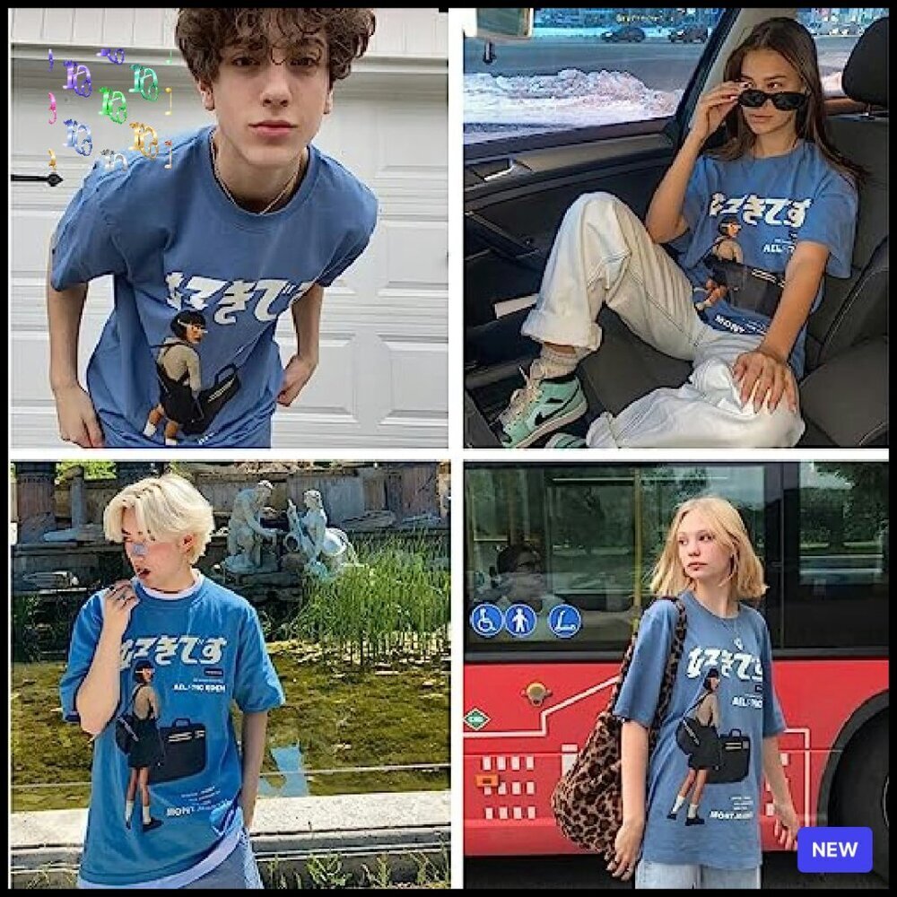 Oversized Graphic T-Shirt Japanese Streetwear Vintage Y2K Unisex Casual - Picture 3 of 8